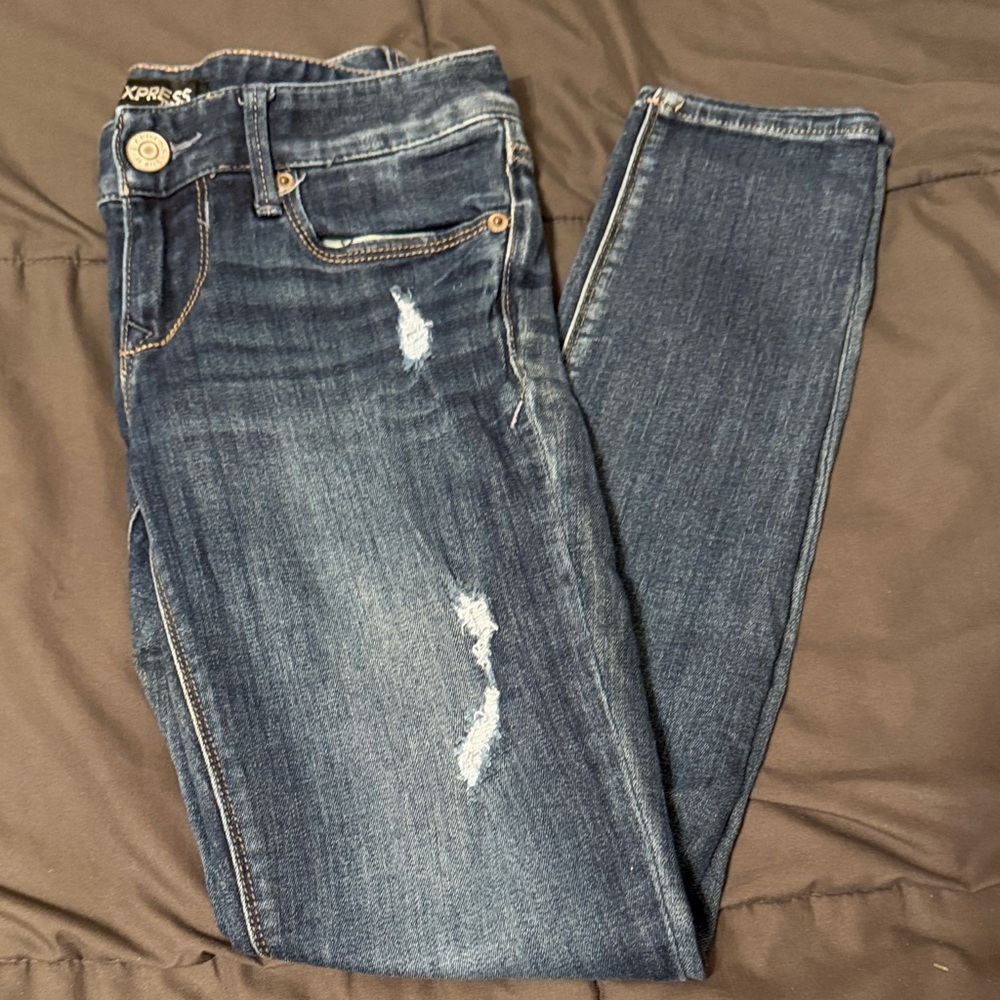 Express Women's Stella Jean Legging Regular Fit Low Rise Blue Jeans